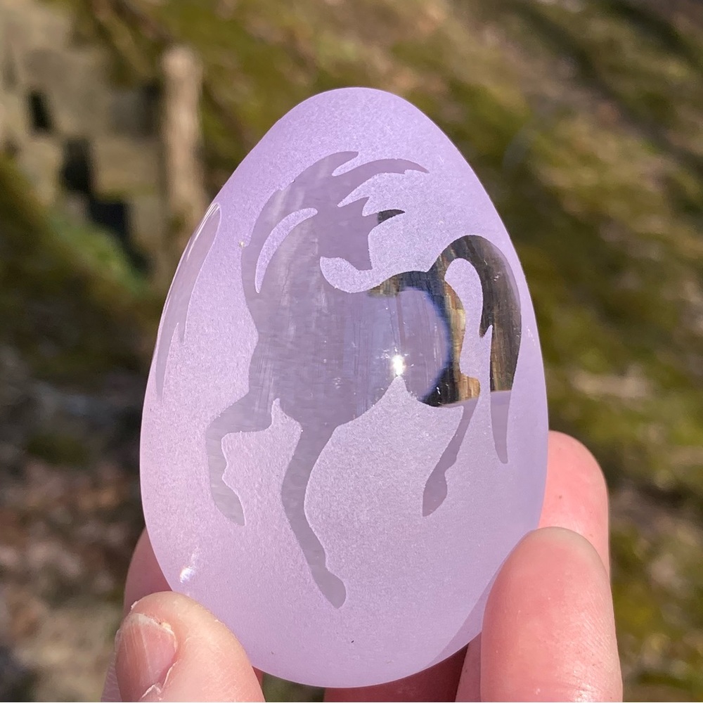 Vintage Satin Etched Glass Unicorn Egg!